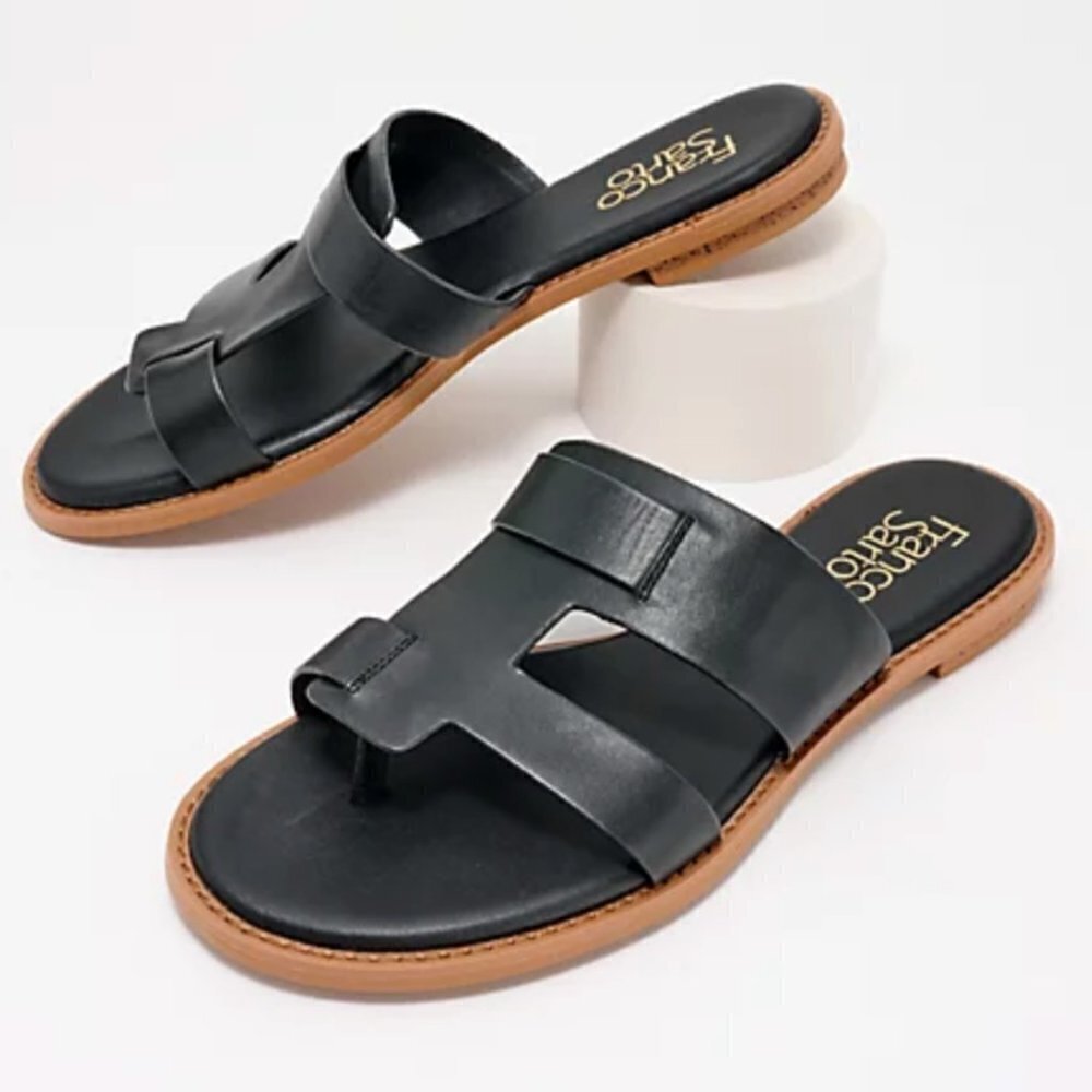 Franco Sarto Leather Slide Sandals - Gretta